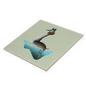 Crested Grebe Fliese (Seite)