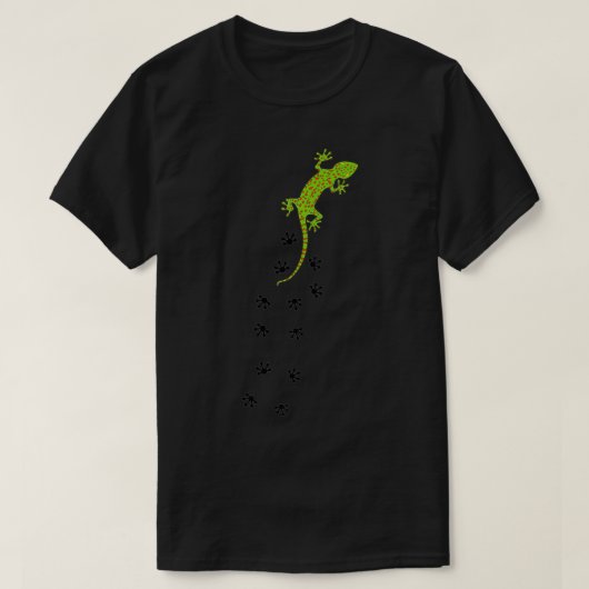 Crested Leopard Gecko Retro Graphic Lizard Tracks T-Shirt (Design vorne)