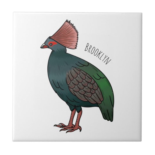 Crested partridge bird cartoon illustration fliese (Vorderseite)