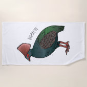 Crested partridge bird cartoon illustration strandtuch (Vorderseite)