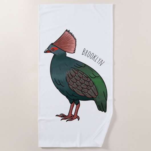 Crested partridge bird cartoon illustration strandtuch (Vorderseite)