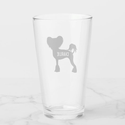 Crestie Dog Custom Chinesisch Created Silhouette Glas (Rückseite)