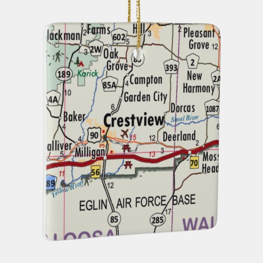 Crestview Florida Karte Keramikornament (Rechts)