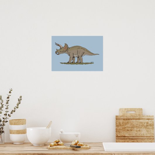 Cretaceus Dinosaurier Triceratops Poster (Küche)