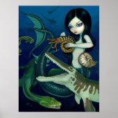 Cretacous Mermaid Dinosaurier Fantasy Art Print Poster (Vorne)