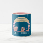 Crete Butte Colorado Retro Bär Zweifarbige Tasse (Mittel)