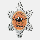 Crete Butte Colorado Skigebiete Ski Schneeflocken Zinn-Ornament (Rechts)