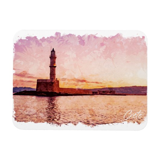 Crete Greece Oil Paint Sunset Art Magnet (Horizontal)