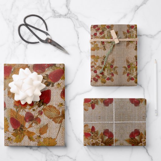Cretona Francesa con fresas Geschenkpapier Set (Vorderseite)