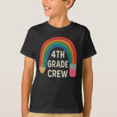 Crew 4. Klasse mit Regenbogenstift zurück in die S T-Shirt (Vorderseite)