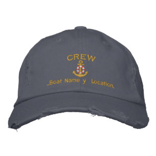 Crew Ankerplatz Ihr Boot Name oder beide Bestickte Kappe