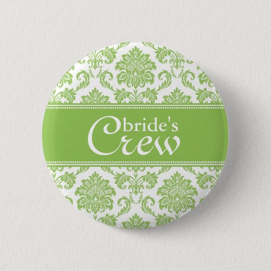 Crew der Apple Green Damask Bride Button (Vorderseite)