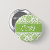 Crew der Apple Green Damask Bride Button (Vorne & Hinten)