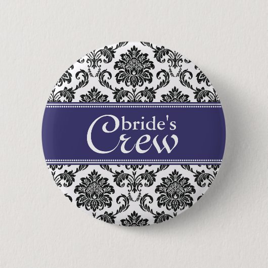 Crew der Blue Damask Bride Button (Vorderseite)