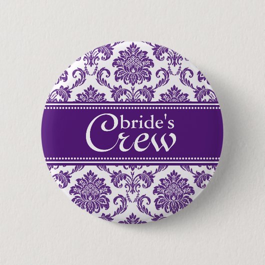 Crew der Dark Orchid Damask Bride Button (Vorderseite)