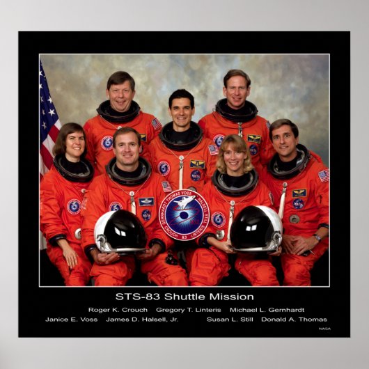 Crew der STS-83 Shuttle Mission.. Poster (Vorne)