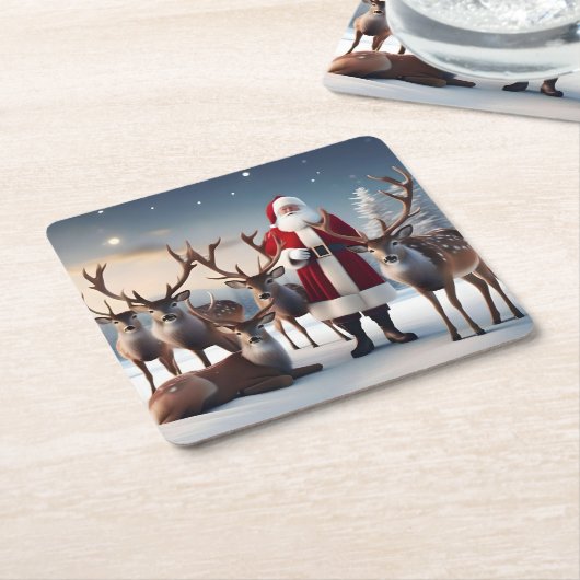 Crew des Weihnachtsmannes: Weihnachtsfeiertage mit Rechteckiger Pappuntersetzer (angewinkelt)