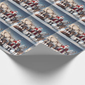 Crew des Weihnachtsmannes: Weihnachtsmann-Posen-Re Geschenkpapier (Ecke)