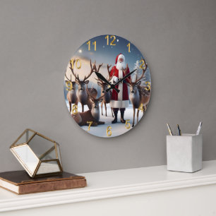 Crew des Weihnachtsmannes: Weihnachtsmann-Posen-Re Große Wanduhr