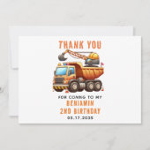 Crew Dump Truck 2. Geburtstag Dankeskarte (Vorderseite)