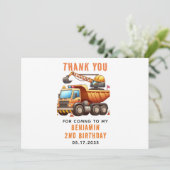 Crew Dump Truck 2. Geburtstag Dankeskarte (Stehend Vorderseite)