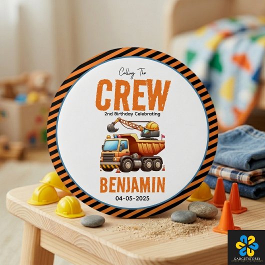 Crew Dump Truck Boy 2. Geburtstag Button