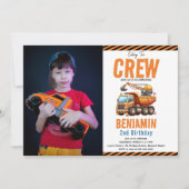 Crew Dump Truck Boy 2. Geburtstag Einladung (Vorderseite)