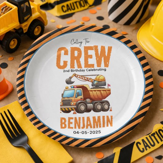 Crew Dump Truck Boy 2. Geburtstag Pappteller