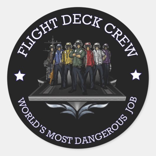 Crew FLIGHT DECK WELTWEIT GEFÄHRLICHSTE ARBEIT Runder Aufkleber (Vorderseite)