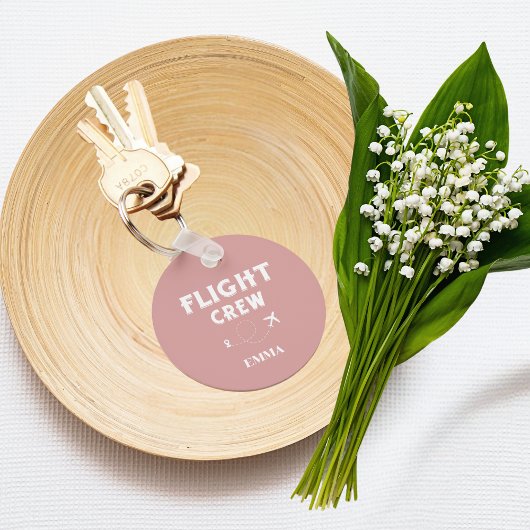 Crew Flying Airplane Urlaub Rosa Schlüsselanhänger