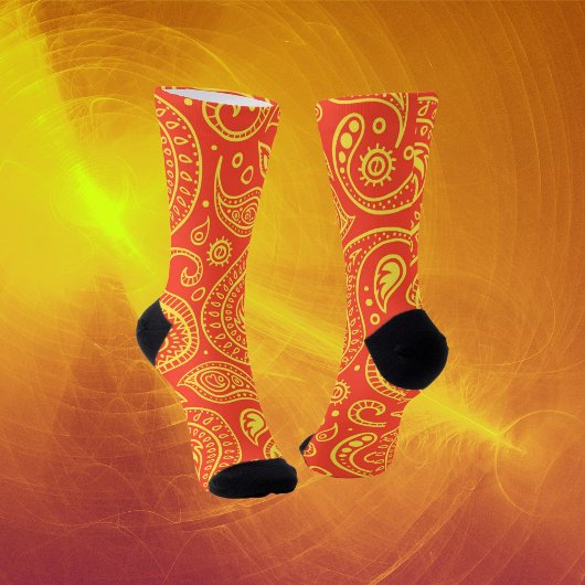 Crew Gelb und Orange Paisley Socken