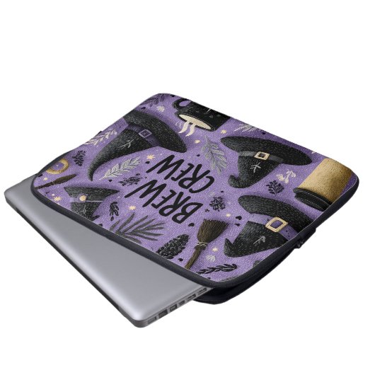 Crew Grafisch mit Hexenhüten, Kaffeebeutel Laptopschutzhülle (Vorne Knopf)