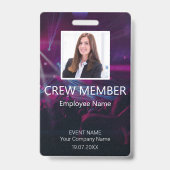 Crew-Member Barcode-Ereignis Lila Abzeichen Ausweis (Vorderseite)