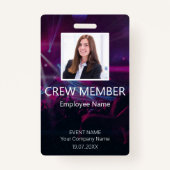 Crew-Member Barcode-Ereignis Lila Abzeichen Ausweis (Vorderseite)