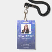 Crew Member Barcode Event Violet Abzeichen Ausweis (Vorderseite mit Lanyard)