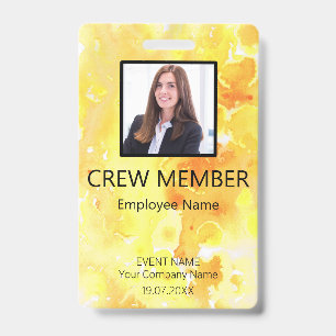 Crew-Member Barcode Gelbes Abzeichen Ausweis