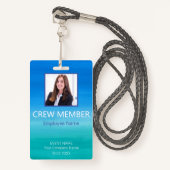 Crew Member QR Code Event Blue Abzeichen Ausweis (Vorderseite mit Schlüsselband)