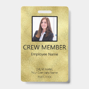 Crew Member QR Code Event Gold Abzeichen Ausweis