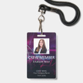 Crew Member QR-Code Lila Abzeichen für Ereignisse Ausweis (Vorderseite mit Lanyard)