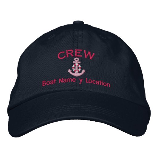 Crew Mitglied Ihr Boot Name Ihr Name oder beide Bestickte Kappe (Vorderseite)