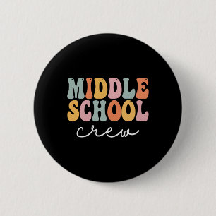 Crew Mittelschule Retro Groovy Vintag erster Tag Button