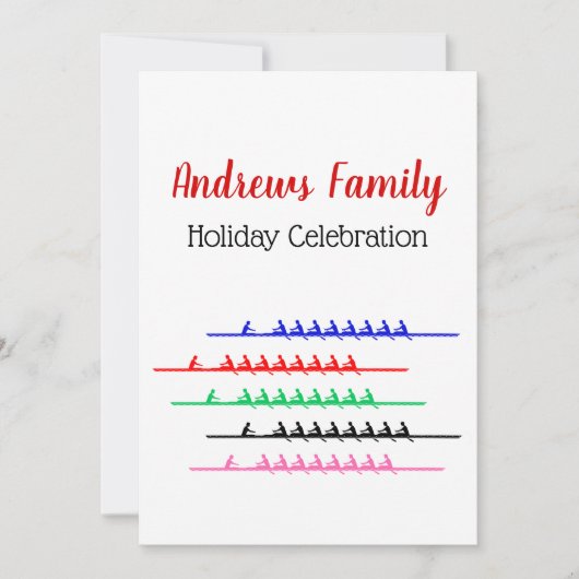 Crew Race Rowers Rowing - Bis zu fünf Boote Einladung (Vorderseite)