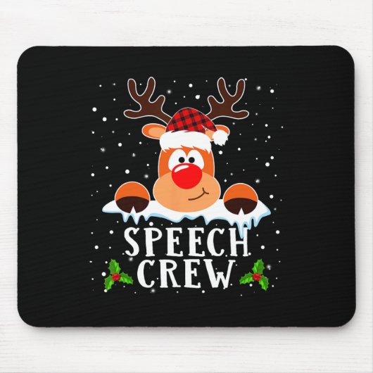 Crew Reindeer Weihnachtsmannmütze Buffalo Red Kari Mousepad (Vorne)