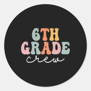 Crew Retro Groovy Frauen glücklicher erster Tag Runder Aufkleber