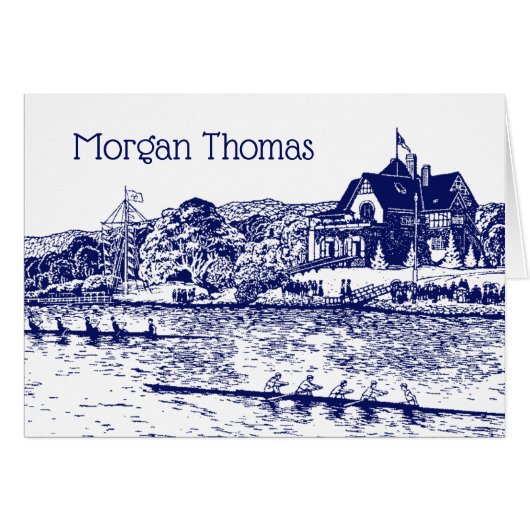 Crew Rowers Rennen mit Boathouse Blue (Vorderseite (Horizontal))