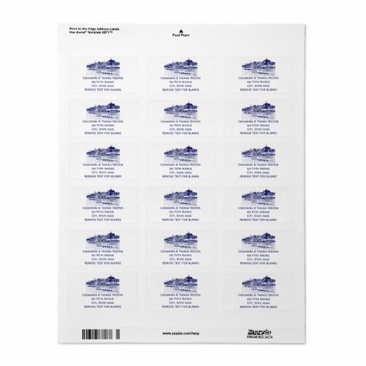 Crew Rowers Rennen mit Boathouse Blue Adressaufkleber (Vorne)