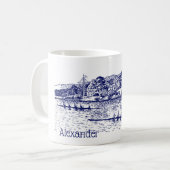 Crew Rowers Rennen mit Boathouse Blue Kaffeetasse (Vorderseite Links)