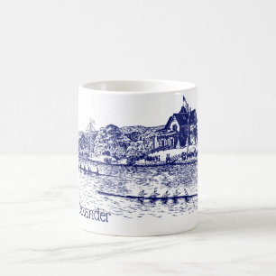 Crew Rowers Rennen mit Boathouse Blue Kaffeetasse