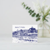 Crew Rowers Rennen mit Boathouse Blue Visitenkarte (Stehend Vorderseite)