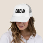 Crew-Sicherheitsmitglied für Frauen und Männer Truckerkappe<br><div class="desc">Elegante moderne Vorlage Erstellen Sie Ihr eigenes Upload Image Logo Foto White Trucker Security Hat für Männer und Frauen.</div>